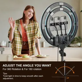 Gvm Great Video Maker 738628607119 18 Inch Selfie Ring Light With 65 Adjustable Tripod Stand And Phone Holder Re #2