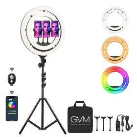 Gvm Great Video Maker 738628607119 18 Inch Selfie Ring Light With 65 Adjustable Tripod Stand And Phone Holder Re