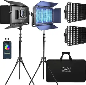 Gvm-sc13-1500d-2l-kit Gvm Great Video Maker 1500d Rgb Led Light With Softbox 75w Lighting Kit Bluet