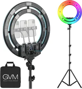 P100w Gvm Great Video Maker Ring Light Professional Dimmable 3200k-5600k Led Round With S