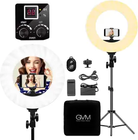 Gv14 Gvm Led Ring Light Kit 14 Inch Bi-color With Tripod And Bluetooth D