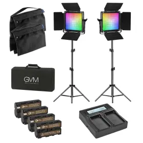 Gvm-800d-2l Gvm 800d 40w Bi-color Rgb Studio Soft Led Panel 2-light Kit W/batteries Charger