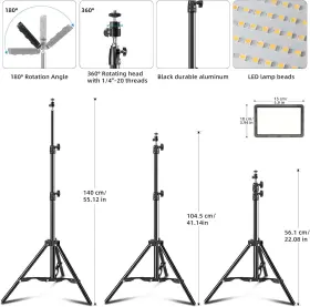 2pxkd-01 Hagibis Studio Led Video Light Kit - 9 Color Filters Adjustable Tripod For Pho #3
