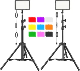 2pxkd-01 Hagibis Studio Led Video Light Kit - 9 Color Filters Adjustable Tripod For Pho