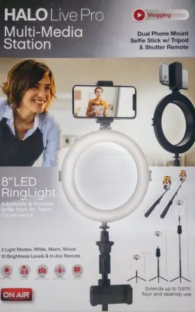 8075 Halo Live Pro 8 Inch Led Ringlight Extendable Up To 5.67 Ft Vlogging
