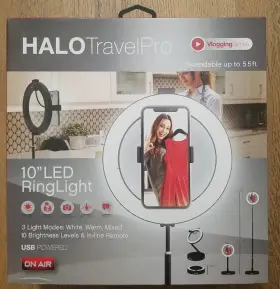 8072 Halotravelpro Tzumi Vlogging Halo Travel Pro 10 Inch Led Ring Light Extendable Up To 5.5 Ft