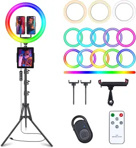 Herrfilk 705353493348 13 Inch Selfie Ring Light With 76 Tripod Stand 3 Led 48 Rgb