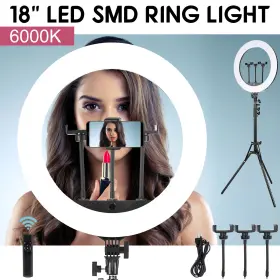 Hq-18nhxdtz Homesupply 18 Inch Led Smd Ring Light Kit With Stand Dimmable 6500k For Makeup Phone Camera