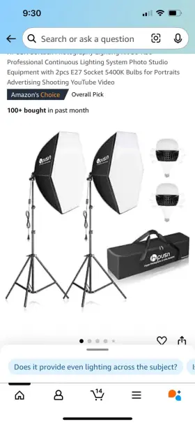 Sb02 Hpusn Softbox Photography Lighting Kit 30 Inch X30 Professional Continuous System