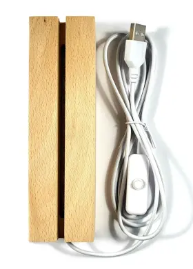 887774107032452 Hqrp-crystal 5.9 Inch Wooden Rectangle Full Slot Led Light Display Pedestal Base For Acrylic