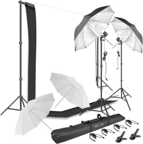 Hyj-008 Hyj-inc Photography Continuous Lighting Umbrella Kit 10 Ft. Muslin Backdrop
