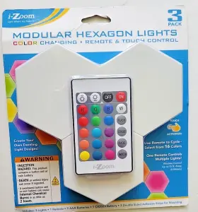 I-zoom 845181023909 Modular Remote Or Touch Controlled Color Changing Hexagon 3 Pack Set New