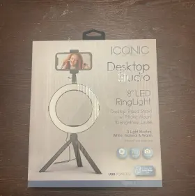 Iconic 841351183000 Desktop Studio 8 Inch Led Ring Light W Phone Mount And Tripod Stand