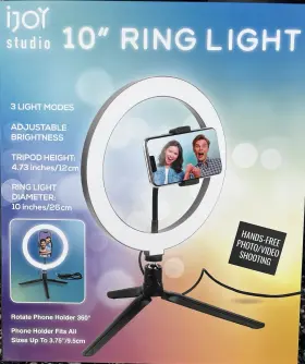 Ijoy 842700171815 Studio 10 Inch Ring Light 3 Modes Ajustable Brightness 4.5 Tripod Nib