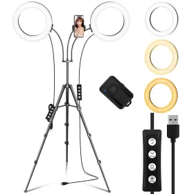 Imartine 775185264782 Dual 8 Inch Ring Light With Stand Equals One 14 Led For