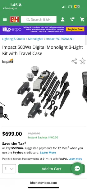 500ws Impact Digital Monolight 3-light Kit With Travel Case