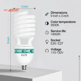 105w Inc 445050530573 Full Spectrum Light Bulb Cfl 5500k Daylight Video For Softbox Lightin #2