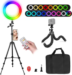 Inc 705353872037 10 Inch Ring Light With 55 Extendable Tripod Stands 16 Colors Rgb Camera Selfie Ri