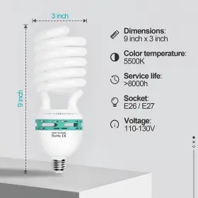 Em-bulb105-2 Inc Full Spectrum Light Bulb 2 X 105w 5500k Cfl Daylight For Photography Pho #2