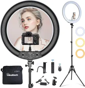 Inkeltech 313113678609 21inch Ring Light With Tripod And Phone Holder 3000k-6000k Dimmable Bi-color Le