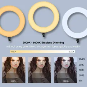 Inkeltech 720355460136 Ring Light - 18 Inch 60 W Dimmable Led Kit With Stand Adjustable #2