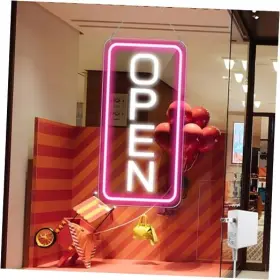 Isp-dp-cz-fb-16 Inshareplus 9 16 Inch X Led Neon Open Sign For Pink-white-vertical