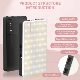 Itefdtutne 975123038831 Selfie Light Usb-rechargeable Cri 95 Led 80 Portable With #3