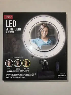 Itek 841133117933 Computer Led 8 Inch Selfie Light With Clamp-new In Box Sealed