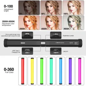 Itotin 700391316727 Handheld Rgb Led Video Light Wand Sticks 360 Full Color 2500-9500k Portable #2