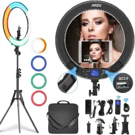 Ivisii 725766342385 19 Inch Ring Light With Remote Controller And Stand Ipad Holder 60w Bi-color