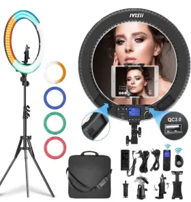 B07sw5g7xb Ivisii 19 Inch Ring Light With Remote Controller And Stand Ipad Holder 60w Bi Color
