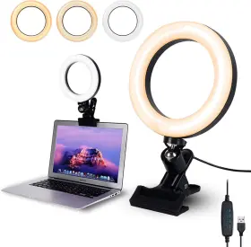 Sln-01 Jaoxisou 6.3 Inch Ring Light With Clamp Dimmable Webcam Laptop Monitor Desk Video Lamp