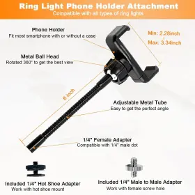 Jctriway 744252441074 Ring Light Phone Holder Universal For With 1/4 And Ho #2