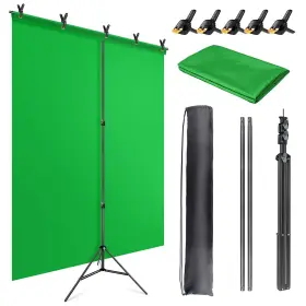 1520t Jebutu Gr Green Screen Backdrop Kit With Stand 5x6.5ft Portable
