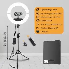 B09j56cxty Jianjin 18 Inch Dimmable Led Ring Light Kit With Tripod Stand And Remote 55w 6700k For Photos
