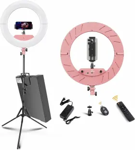Jianjin Company 800689620465 18 Inch Kit 55w6700k Dimmable Led Light Tripod Stand Remote Controller Pink