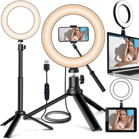 Ji-01 Jiozer Selfie Ring Light For Zoom Meeting Dimmable Desktop Led Circle With Tripo