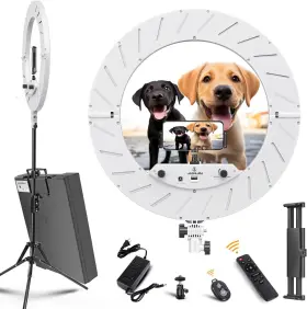Jj Jianjin 800689620458 18 Inch /45cm Outer 55w6700k Dimmable Led Light Tripod Stand Remote Controller White