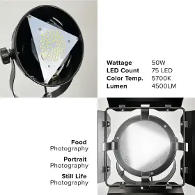 Julius Studio 757764153175 Led Continuous Output Light With Barndoor 75 Beads 5700k #3