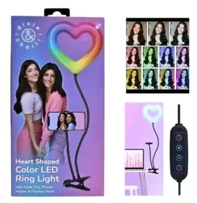 Dcrlhc6cb Just Mobile Direct Dixie Charli Color Led Selfie Ring Light Heart Shape Table Desk Clip Phone Holde