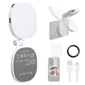 Kf34.053v1 K&f Concept Magnetic Selfie Light With 360 Rotation And Mirror Cri95 Foldable Phone Ring