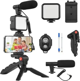 Mg20 Kalofaye Vlogging Kit For Iphone Android With Tripod Mini Led Video Light Card
