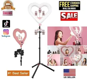 Kawaii Pk-51 934912586151 20ftft Selfie Heart Shaped Professional Ring Light Live Streaming With 3phone Holders