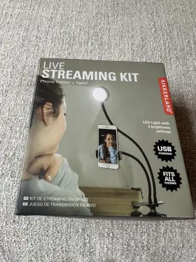 Kikkerland 0612615101159 Live Streaming Lighting Kit Kit- Phone Holder And Light