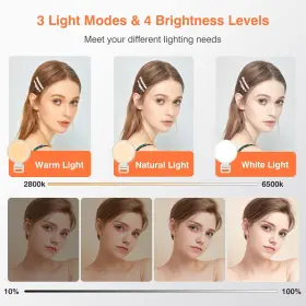 Kimwood 760754852040 Selfie Light Fullscreen Rechargeable Clip On Ring With 3 Modes For Phone L #3
