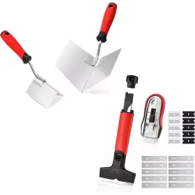 Kiwdzfu Kbm610 5 Inch 2 Piece Razor Blade Scraper Set With 20 Blades And Drywall Corner Tool
