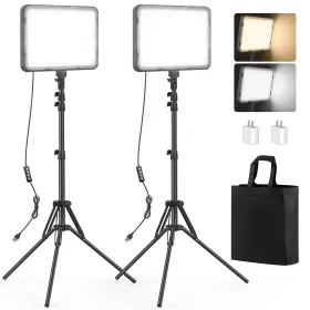 K-p150 Kmasic 2 Pack Led Video Light With 63ftft Tripod Stand 2500-8500k Dimmable Photograph