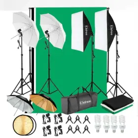 800w Kshioe 611890878176 5500k Umbrellas Softbox Continuous Lighting Kit With Backdrop Support Sy