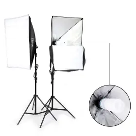 Kshioe 634894701721 2pcs 135w Bulb Softbox Adjustable Background Stand Photography Studio Light Kit #3