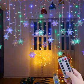 96sn Lainin 12ft/3.5m Usb Powered 8 Modes Snowflake Curtain Night Light Icicle Fai